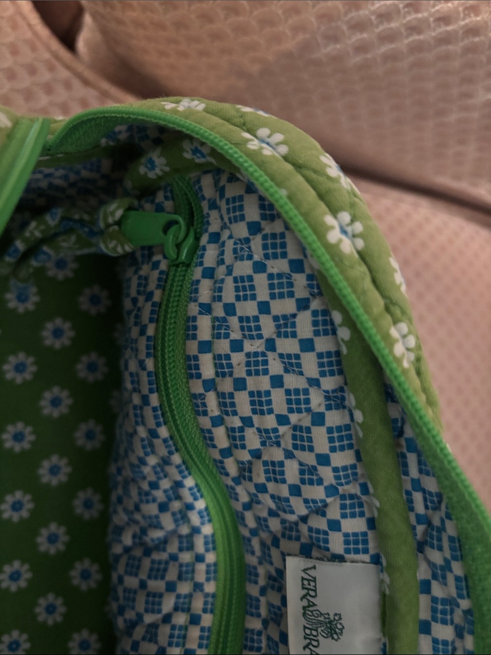 Vera Bradley Lime Green Quilted Floral Tote - Picture 4 of 6
